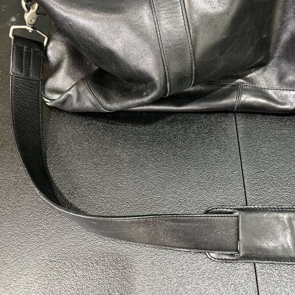 Cole Haan Black Leather Weekender Bag Duffle Bag Travel Luggage Carry On Gym 21" - Picture 3 of 11